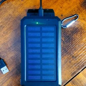 Black Solar Charger with Carabiner